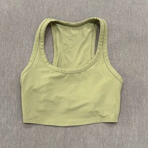 Green Ribbed Racerback Tank Top
